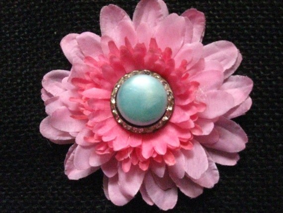 Pink and Turquoise Hair Fascinator with by everyb0dysdarling