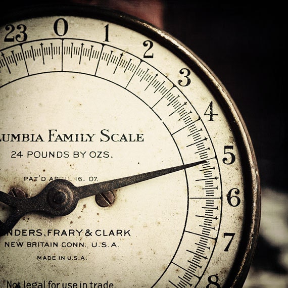 Number Art - 5 - Five - Vintage Scale Photograph - Family Room Art - Mother's day gift 8x8 - Family home decor - Antique, whimsical, rustic.