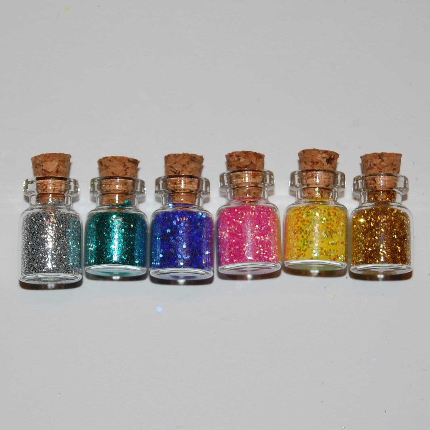 Miniature Glitter Sampler 6 Bottles with Cork