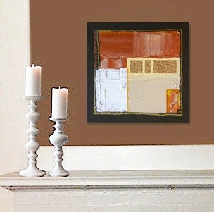 ADOBE original abstract modern painting - gallery fine art - contemporary interior design - ooak home wall decor - brown gold copper