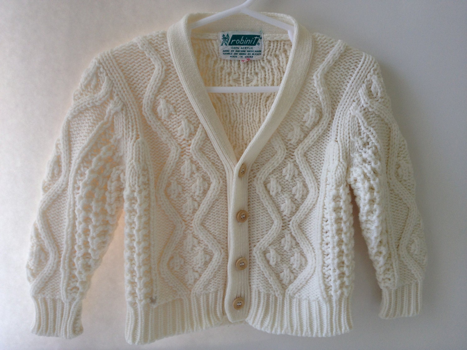 Vintage Cable Knit Cardigan Sweater: 2T