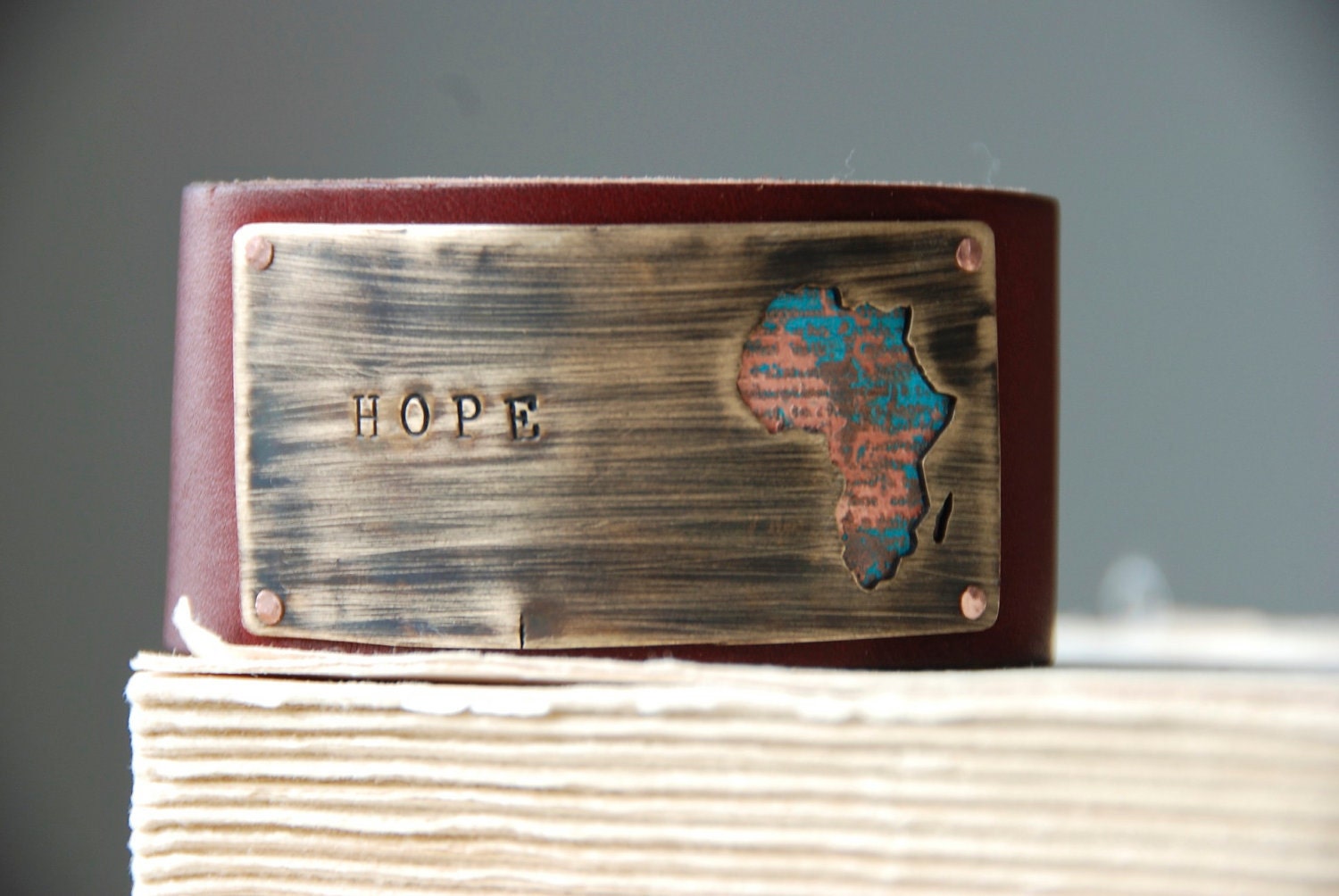 Hope Bracelet Tribal Africa Etched And Patina Cuff Earth Day