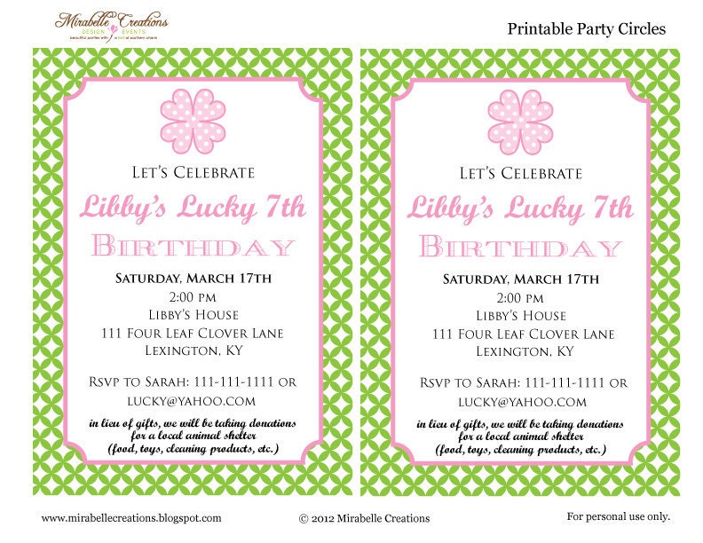 PRINTABLE PARTY INVITATIONS -- Preppy St. Patrick's Day Party (Customizable) -- Mirabelle Creations