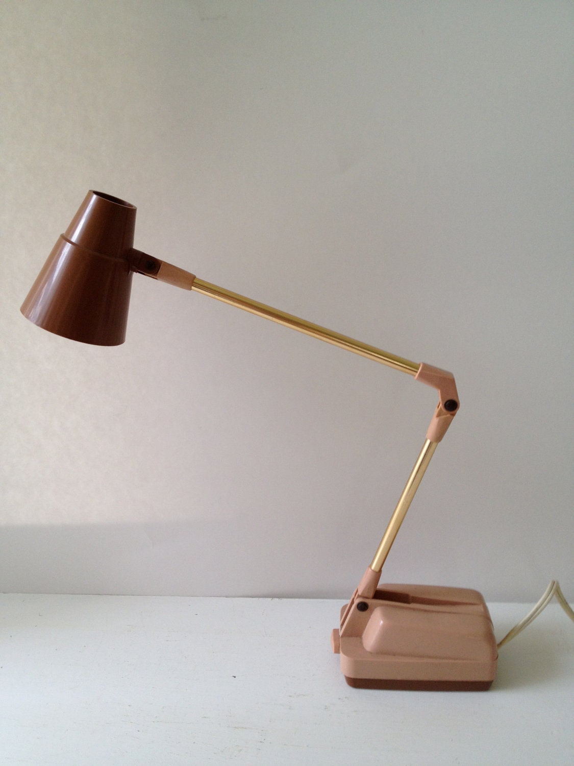 Vintage Gooseneck Desk Lamp - Rose Pink/Gold/Brown