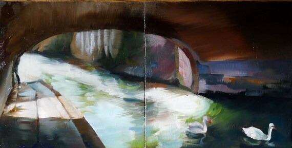 Love story no.5, Tatyana's morning stroll, 2 of 2, 2012, oil on wood, 19x19 cm