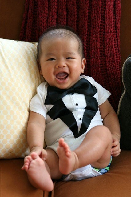 Boys Black and White Tuxedo Gerber Granimals Carters ect Onesie Shortsleeve