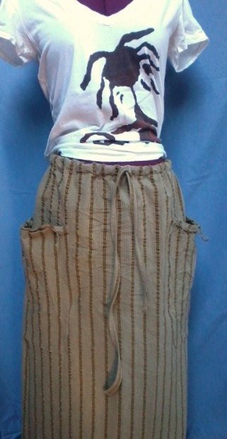 Handmade Cotton Striped Maxi Skirt Big Pockets (12)