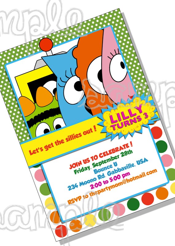 Yo Gabba Gabba inspired birthday invitation JPG file printable DIY