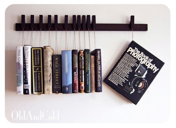 RESERVED - Custom made wooden book rack in Wenge. Movable pins.The pins also work as bookmarks.