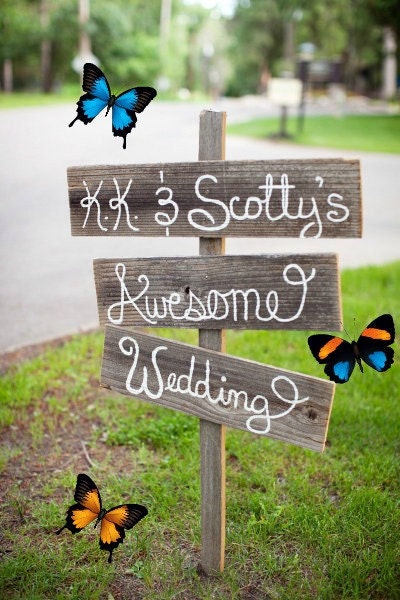 Wedding Sign Country Wedding Outdoors Cursive Hand Painted Wood