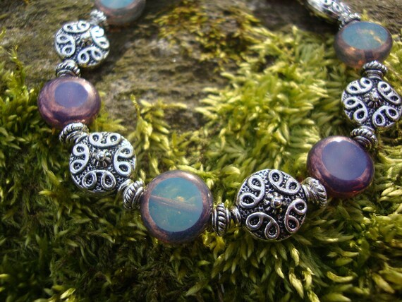 Blue And Purple Czech Glass Bracelet Preview 1
