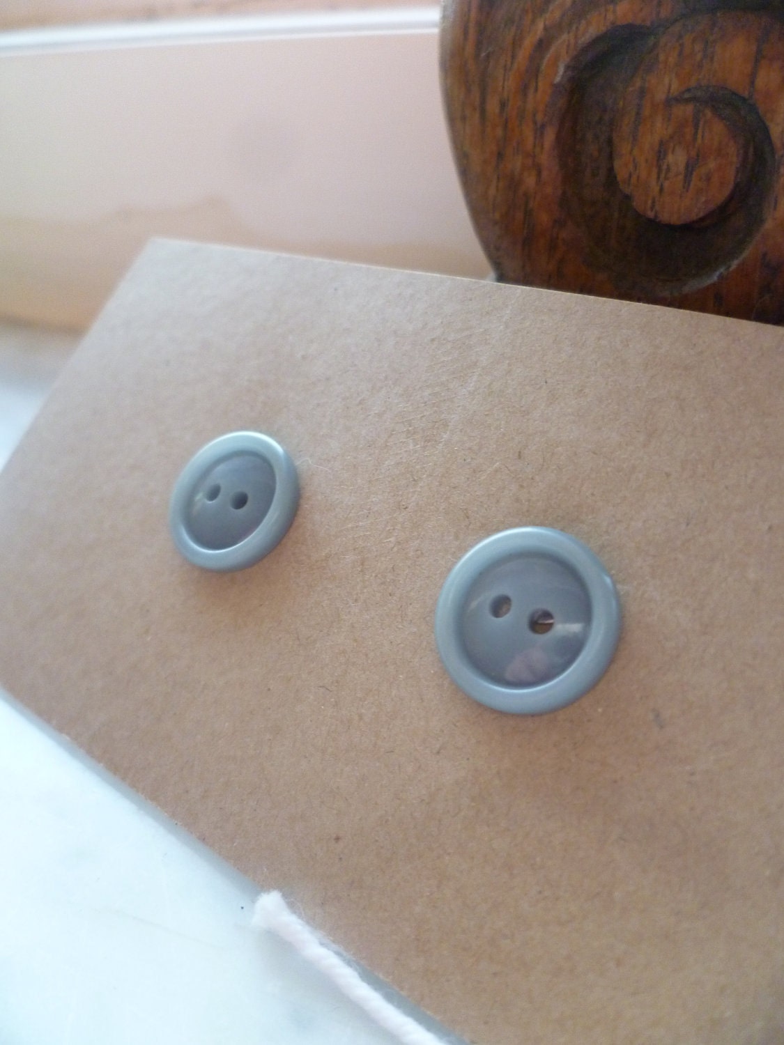 Vintage Duckegg Button Earrings