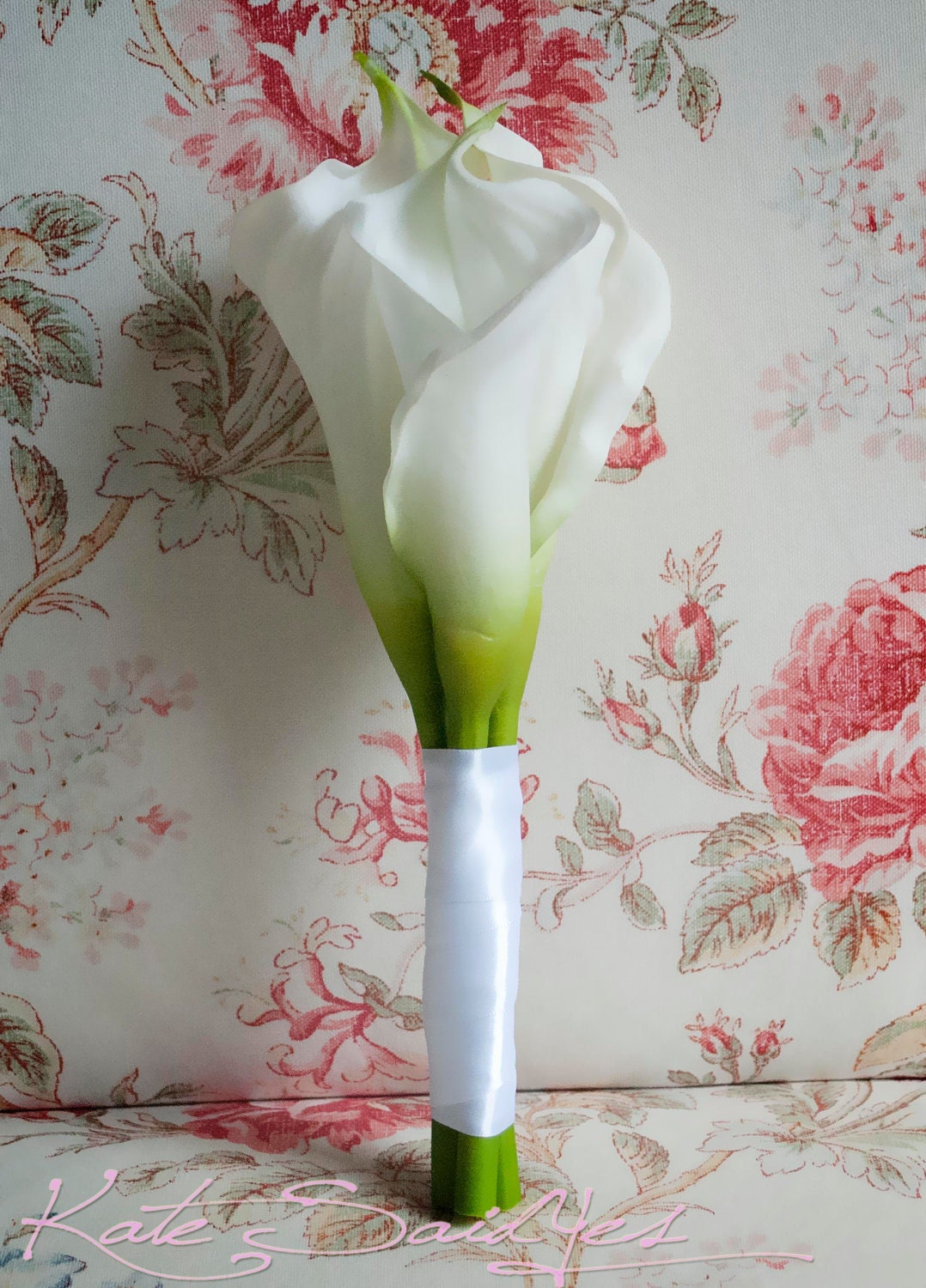 Wedding Bouquet Small Ivory Calla Lily Bridal Bouquet Real Touch