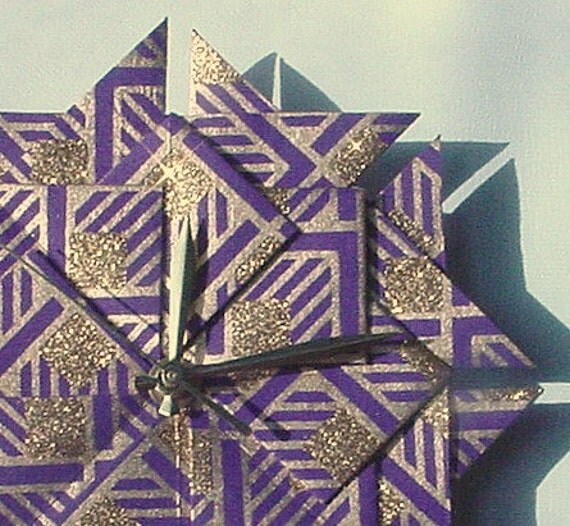 AnniversaryWedding50th Anniversary Gift ClockPurple Gold Origami