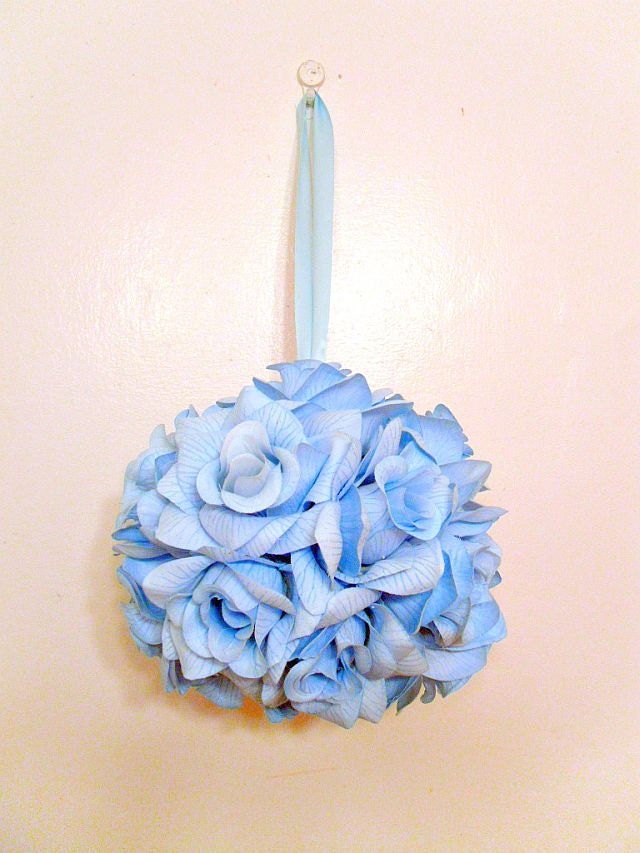 Blue Pomander Kissing Ball Flower Girl Floral Bridesmaid Bouquet Wedding