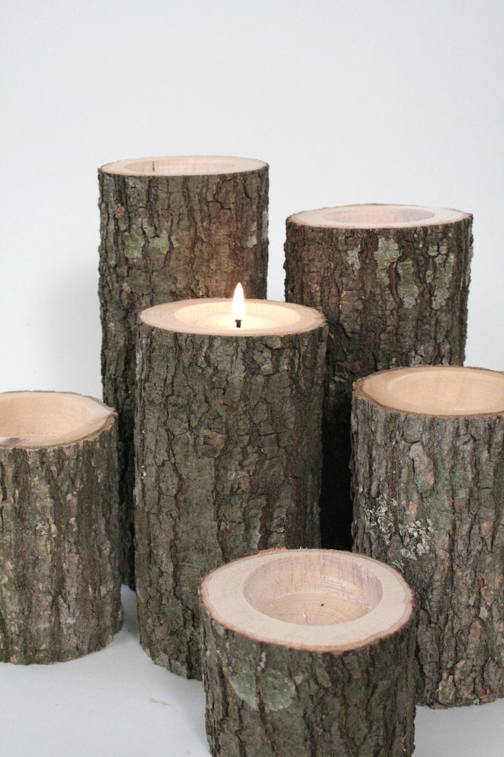 Tree Branch Candle Holders I Rustic Wedding Centerpiece Wood Candle 