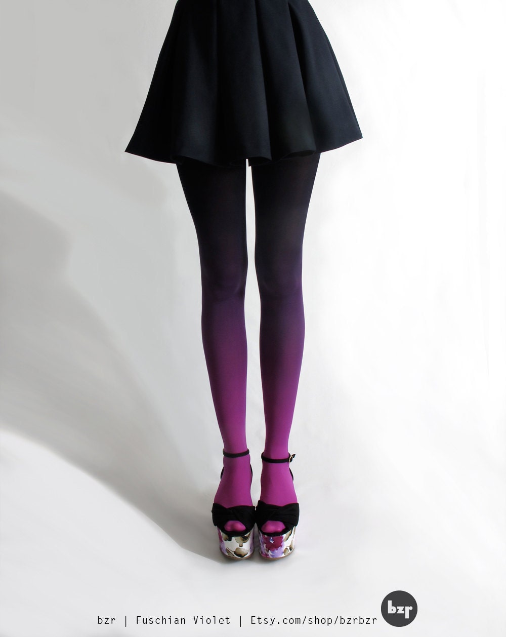 bzr Hand-dyed Ombré Tights in Fuschian Violet