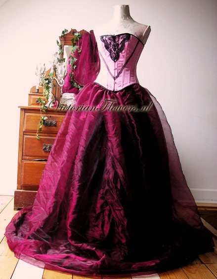 OOAK Romantic wedding bridal dress with corset classic victorian gothic with