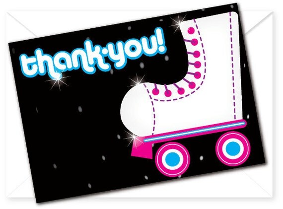 Roller Skating Birthday Party Thank You Card