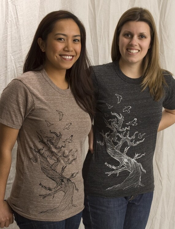 Twisted Tree Tee Organic Cotton Unisex Crew Dk Grey SMALL