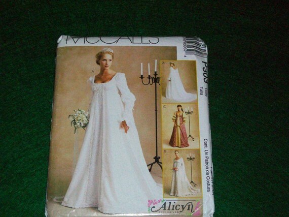 Resaissance Wedding Dress Pattern McCalls P303 Gown Bridal Formal