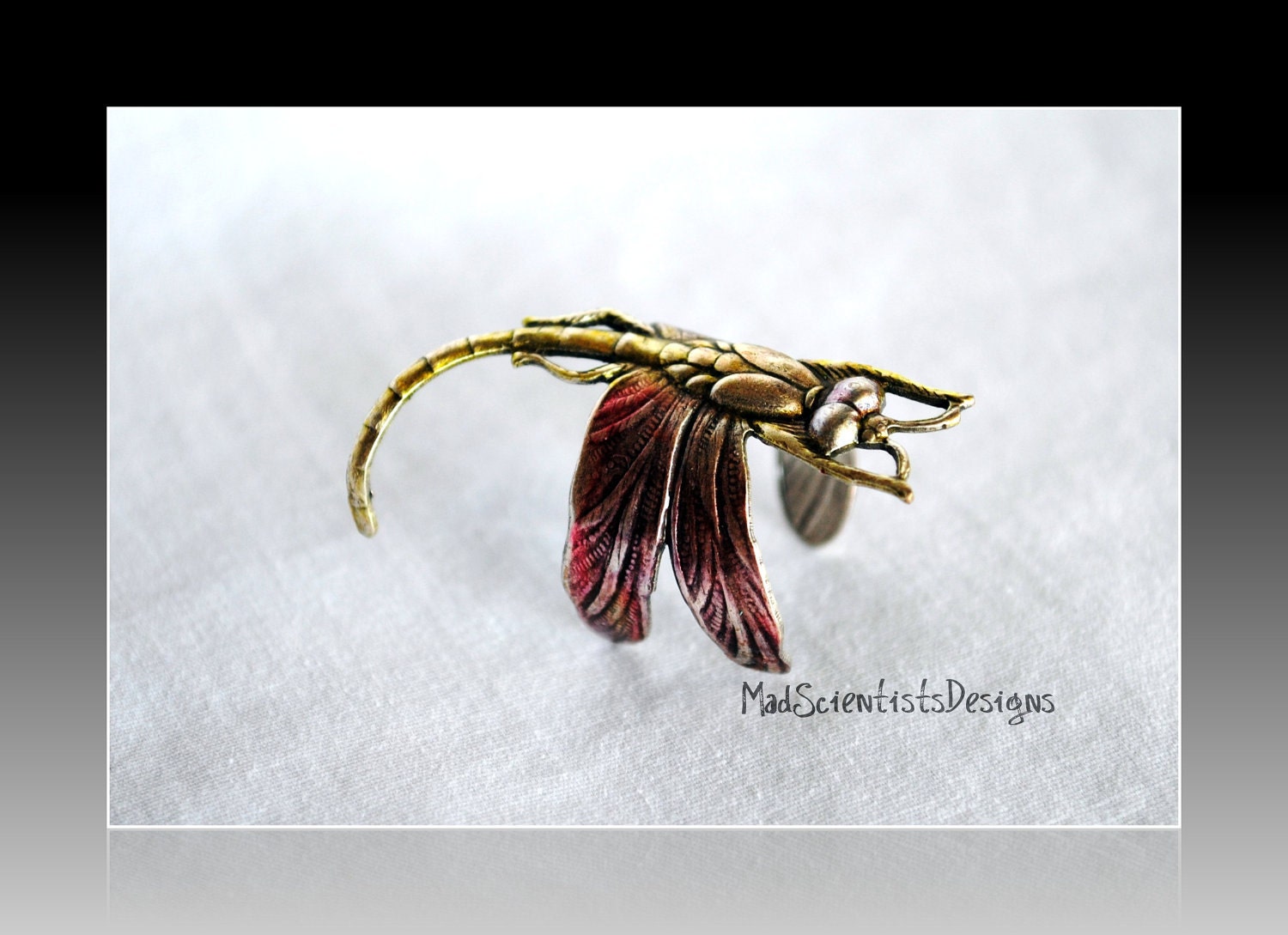 Colorful Dragonfly Ring 001 Neo Victorian Nature Inspired by MadScientistsDesigns