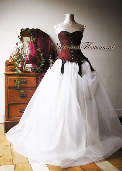 Gothic couture noir ball gown wedding dress with steel boned victorian 