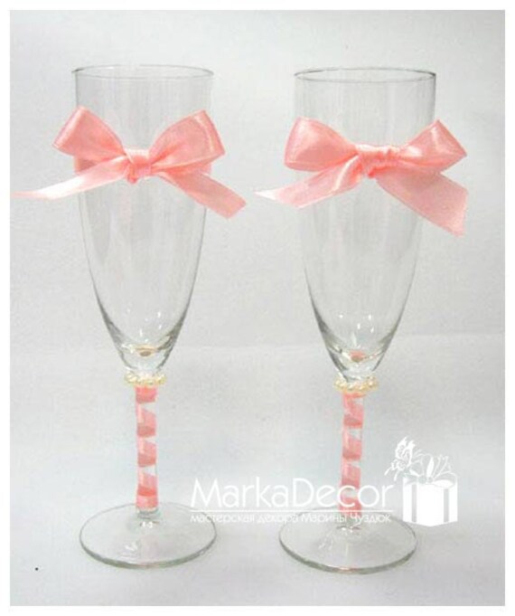 Exclusive wedding glasses with handmade decorations 1 Pair 