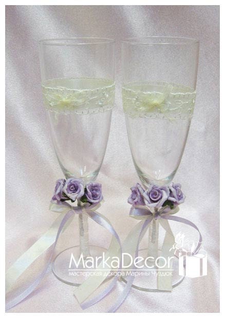 Exclusive wedding glasses with handmade decorations 1 Pair