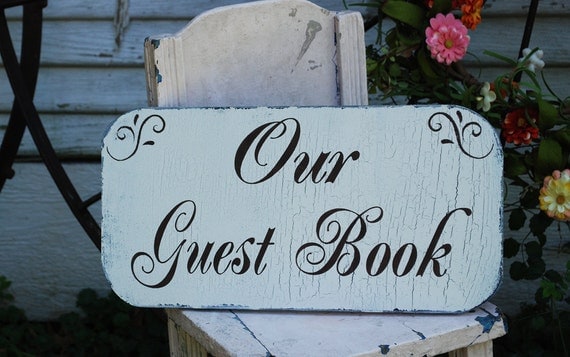 GUEST BOOK Wedding signs Cottage Wedding Decorations Vintage Style 15x75