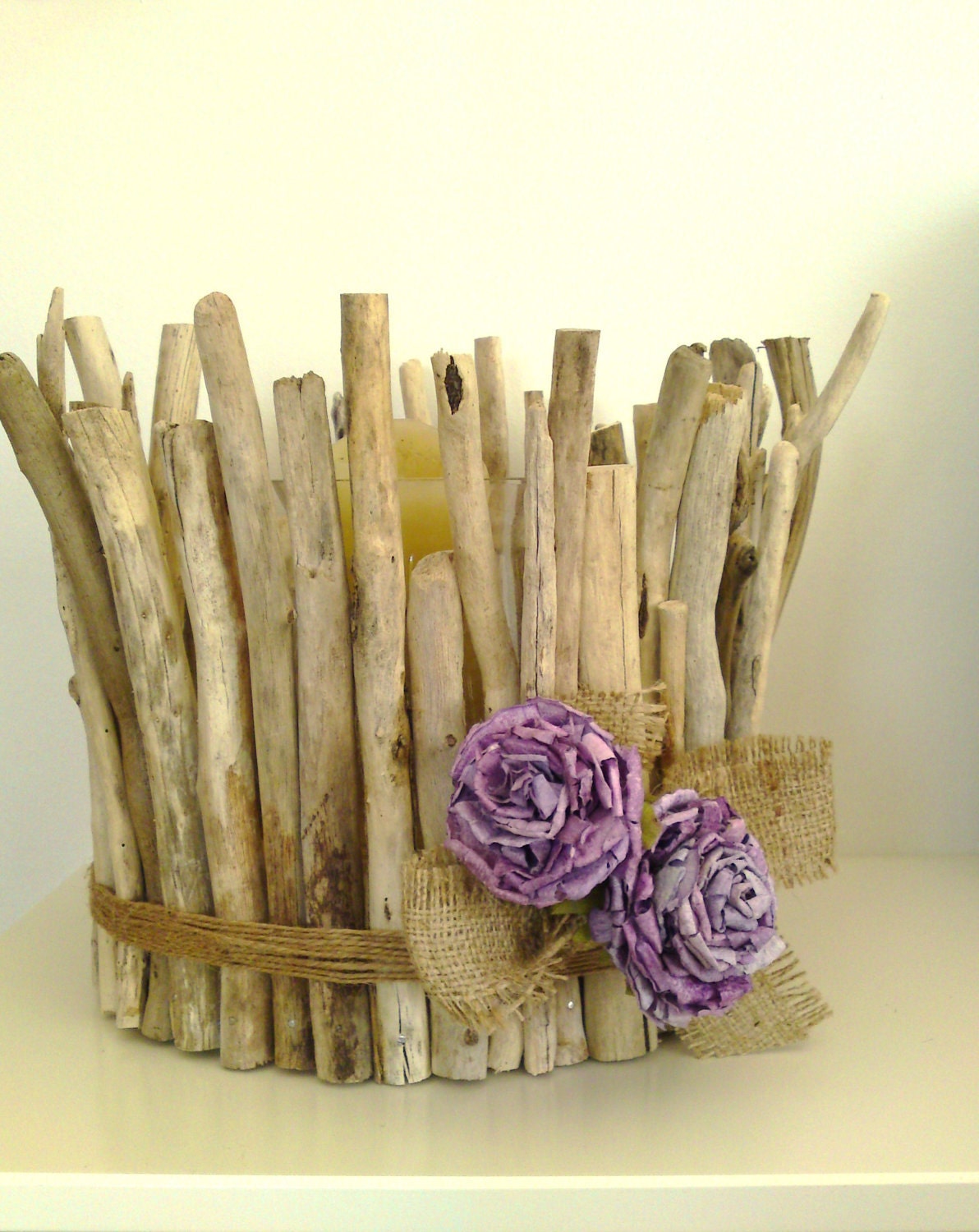 Driftwood Candle Holder Centerpiece Beach Shabby Chic Large 10 