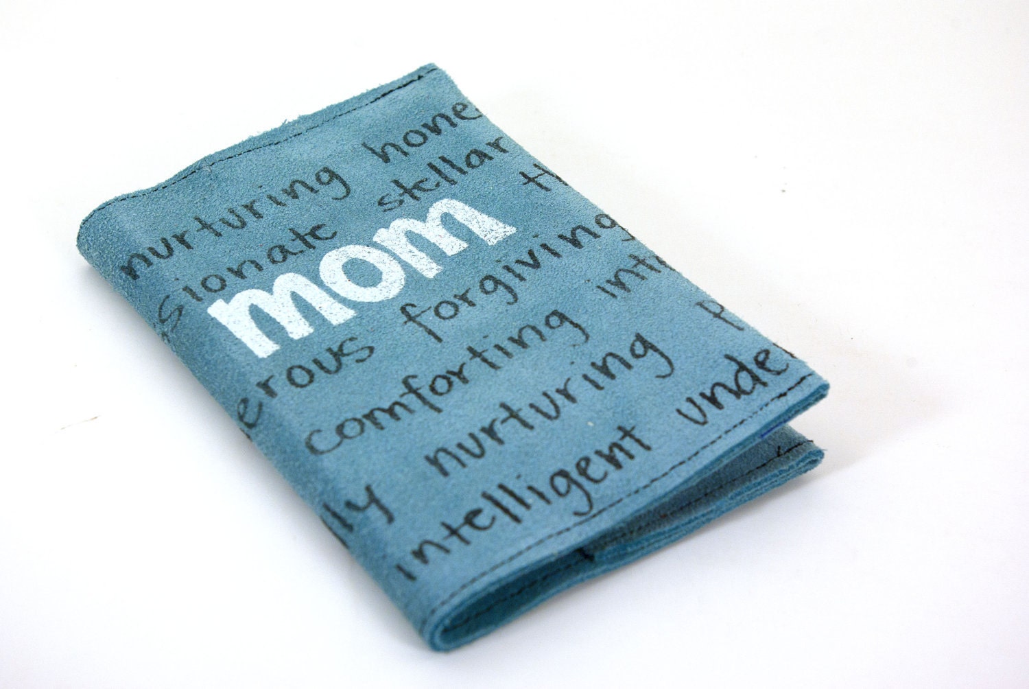 Leather Journal - Notebook  - Refillable - Mom on Blue Suede
