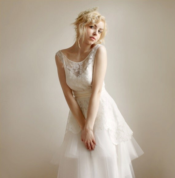 Mathilde--Lace and Tulle Wedding dress Etsy Exclusive