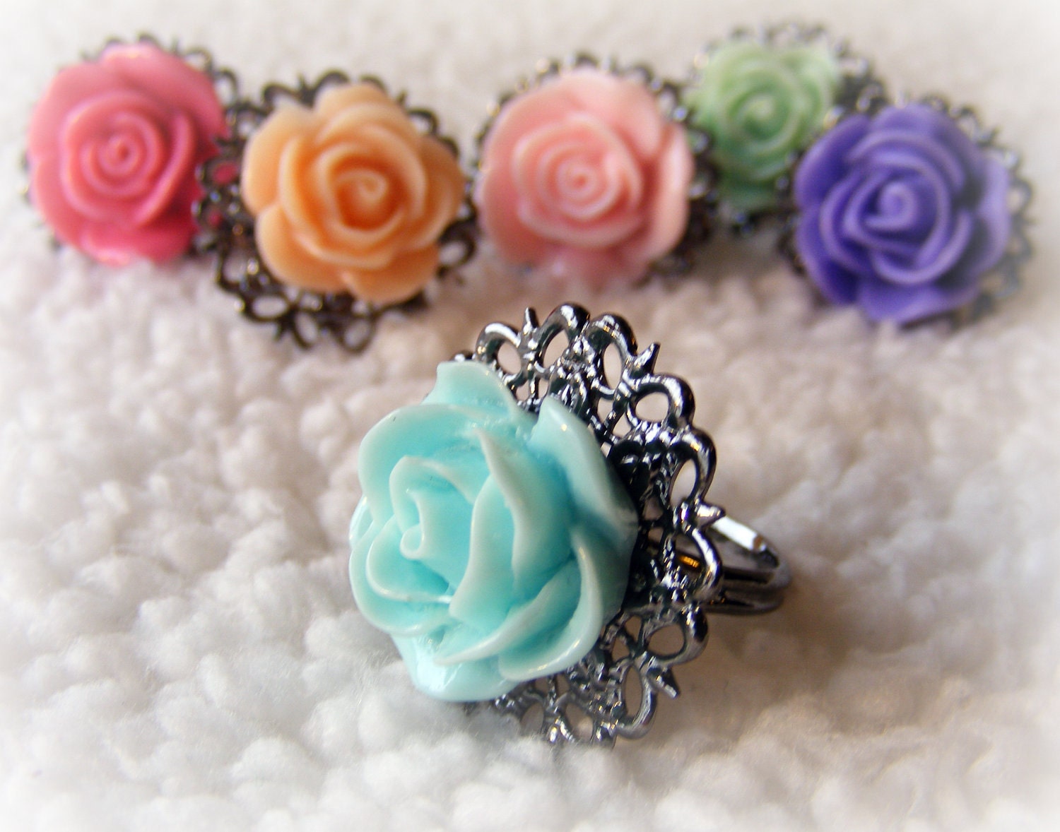 Ring Filigree Rose for Spring (your choice of color)