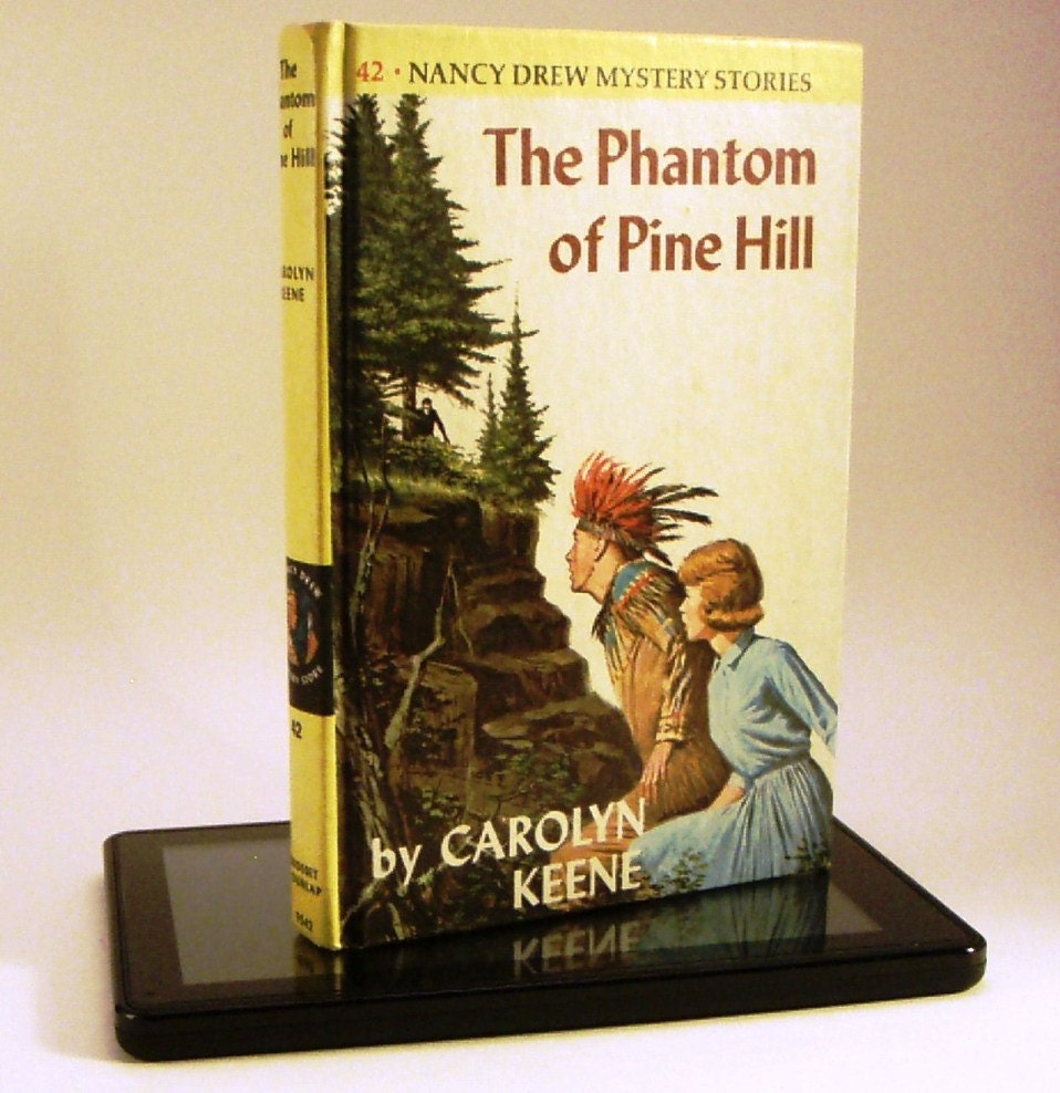 Kindle case / cover made from Nancy Drew "Phantom of Pine Hill" book - converts to stand