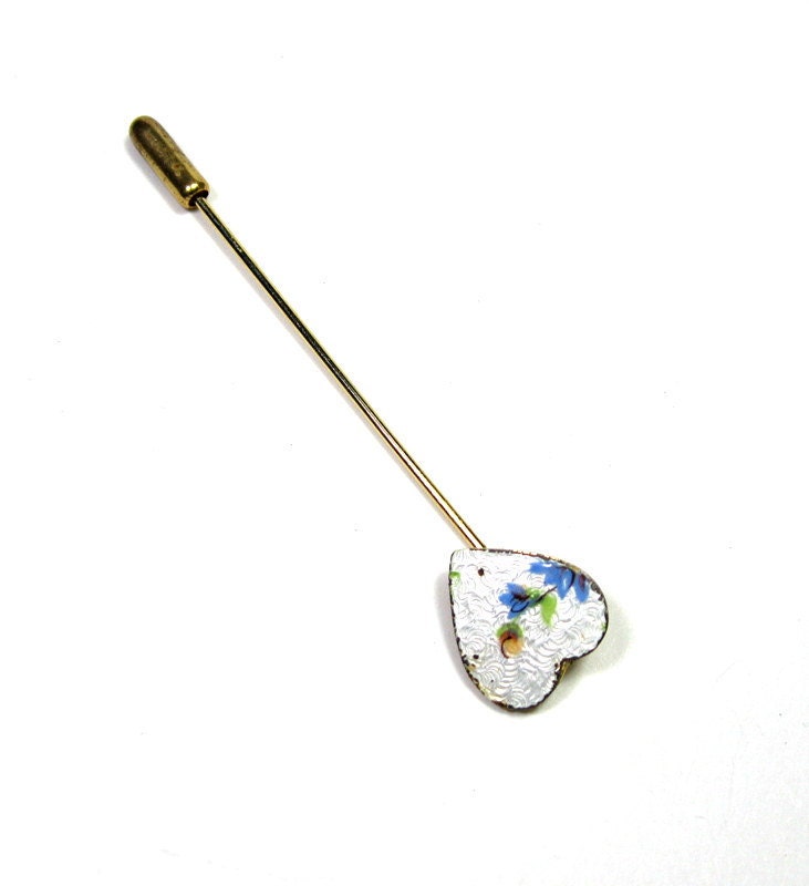 Vintage, Mad Men Style, Floral, Heart, Stick Pin