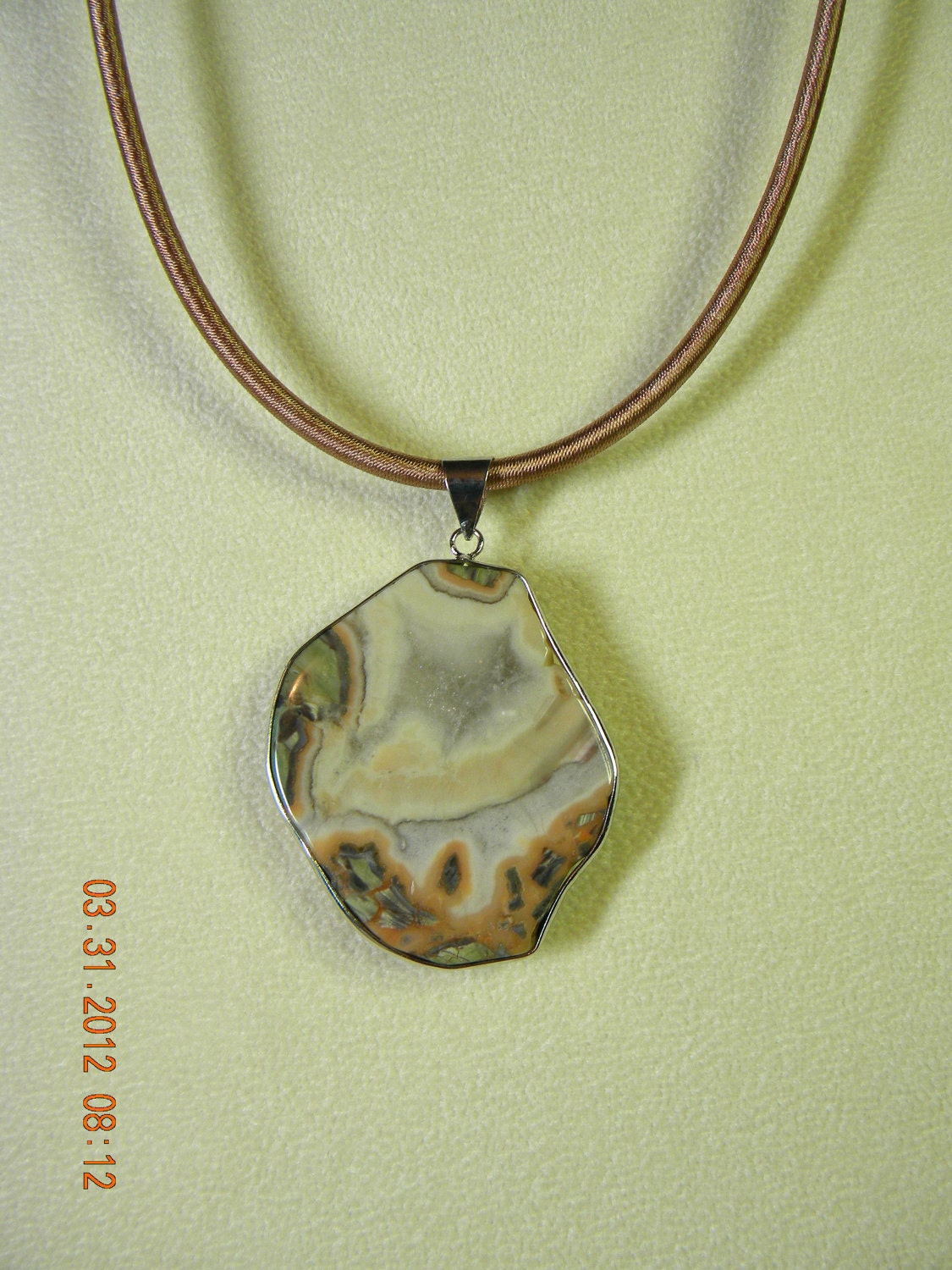 Jasper Pendant with Silk Necklace