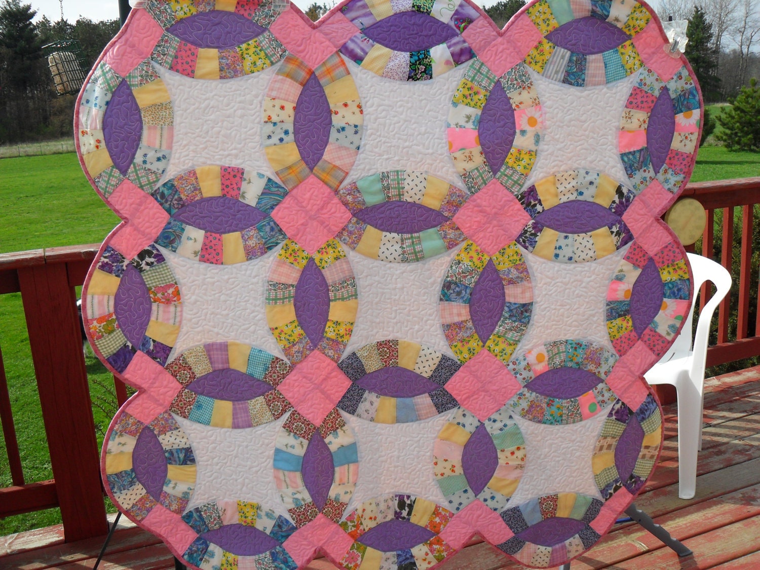 Double Wedding Ring Quilt Throw or Table Cloth From peggysquiltsnmore