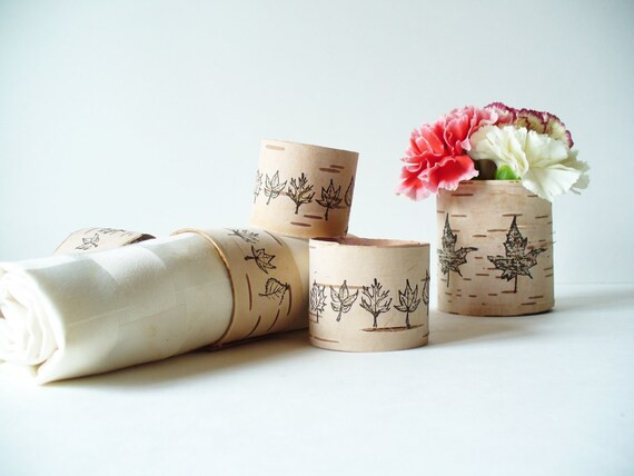  Birch Bark Hand Stamped Leaves Rustic Country Woodland Wedding Event