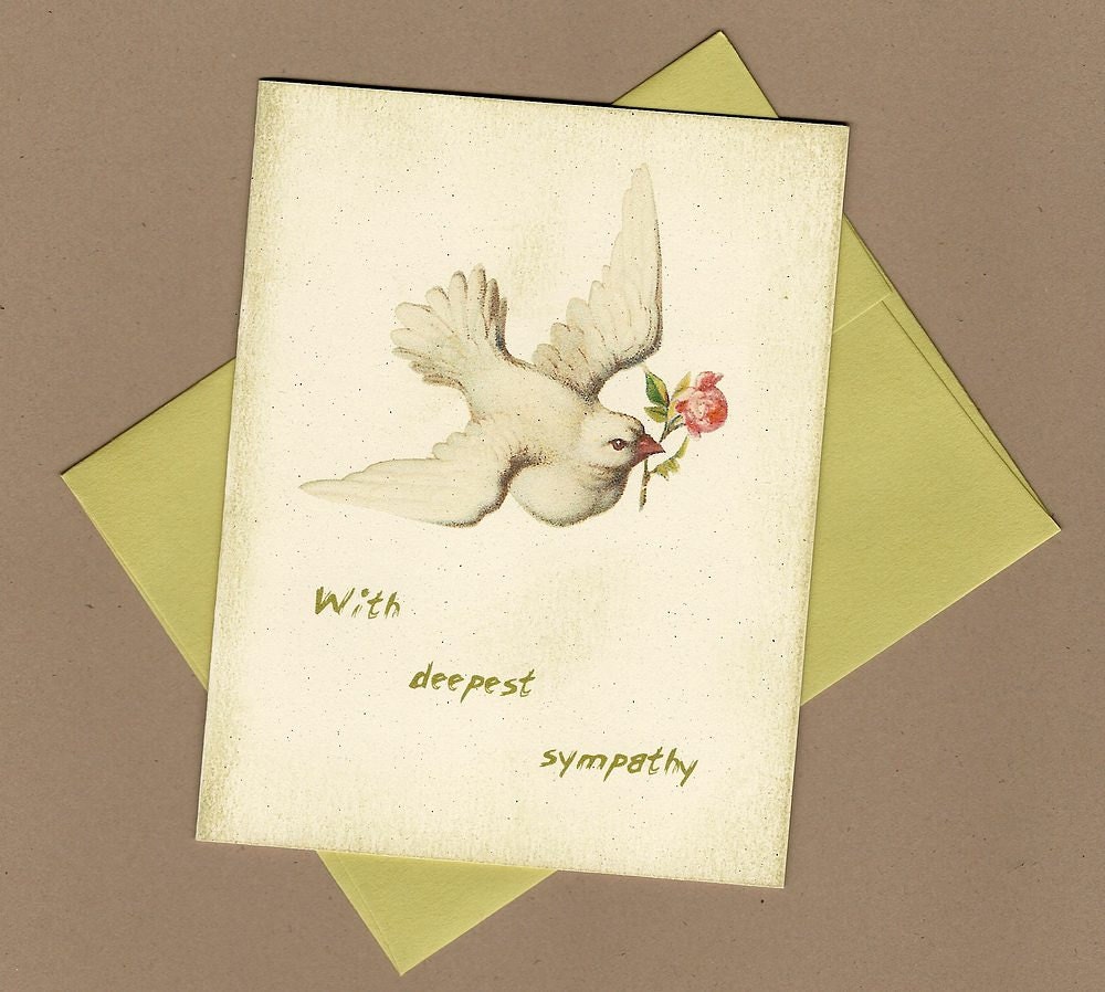 Handmade Sympathy Card, With Deepest Sympathy - Wishing you much peace during this difficult time