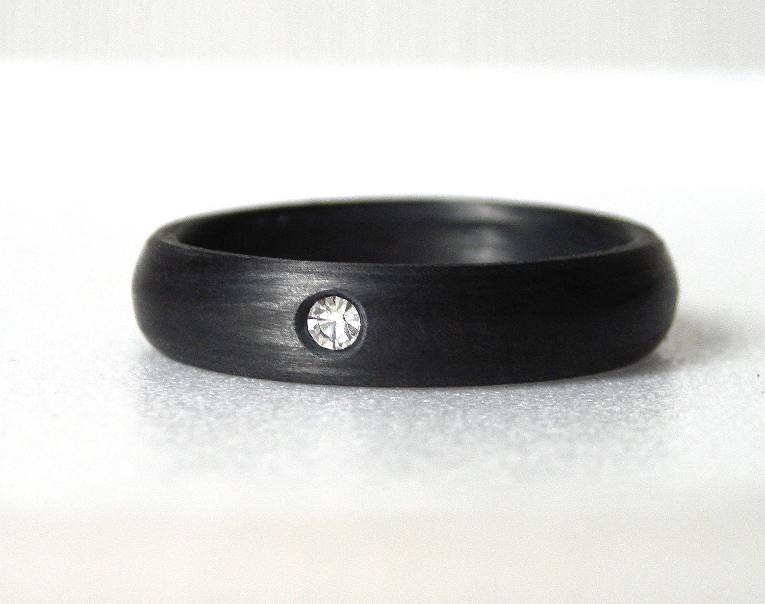 Carbon Fiber Swarovski jeweled engagement ring From Nickelfree