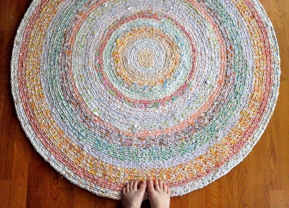 Reserved for Candace White Garden Crochet Rug