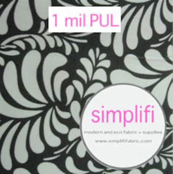 Diaper Cut (18X20) of 1 mil PUL polyurethane white/black floral print rare print hard to find - low price