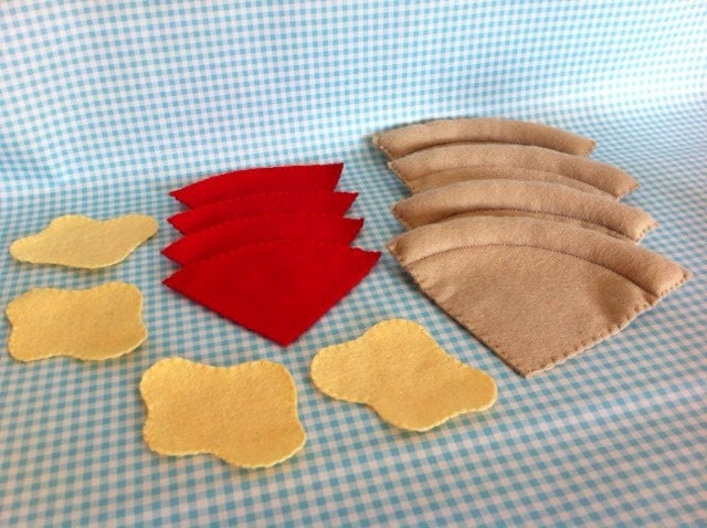 Pretend Play Food Felt Pizza Slices and Toppings with Box