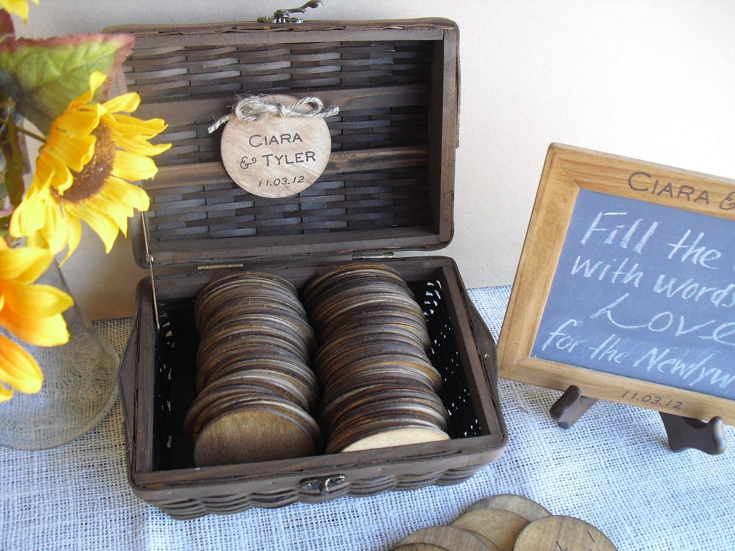 GUEST BOOK ALTERNATIVE Rustic Wedding Set with Chalkboard and Easel Large 
