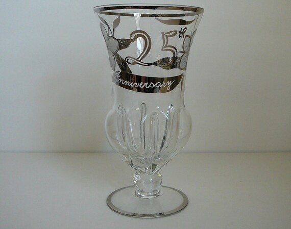 Silver Wedding 25th Anniversary Glass Vase From vintagehomerecycled