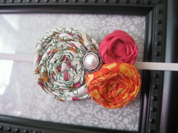 Triple Punch Sorbet Rosettes on a Headband