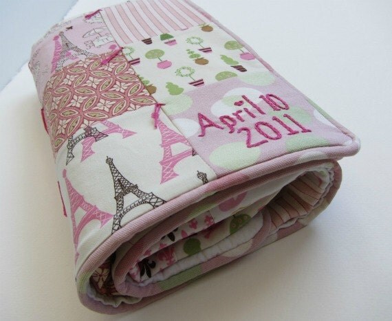 Baby Girl Blanket Hand Embroidered Custom Heirloom Quilt by Dolce Dreams