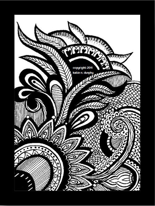 Henna Mehndi Drawing 8x10 Print Original Design by Katie N Dunphy