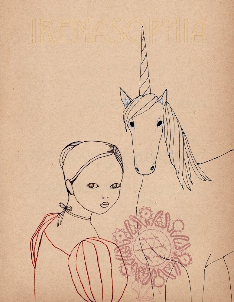 Looking Back print of original drawing